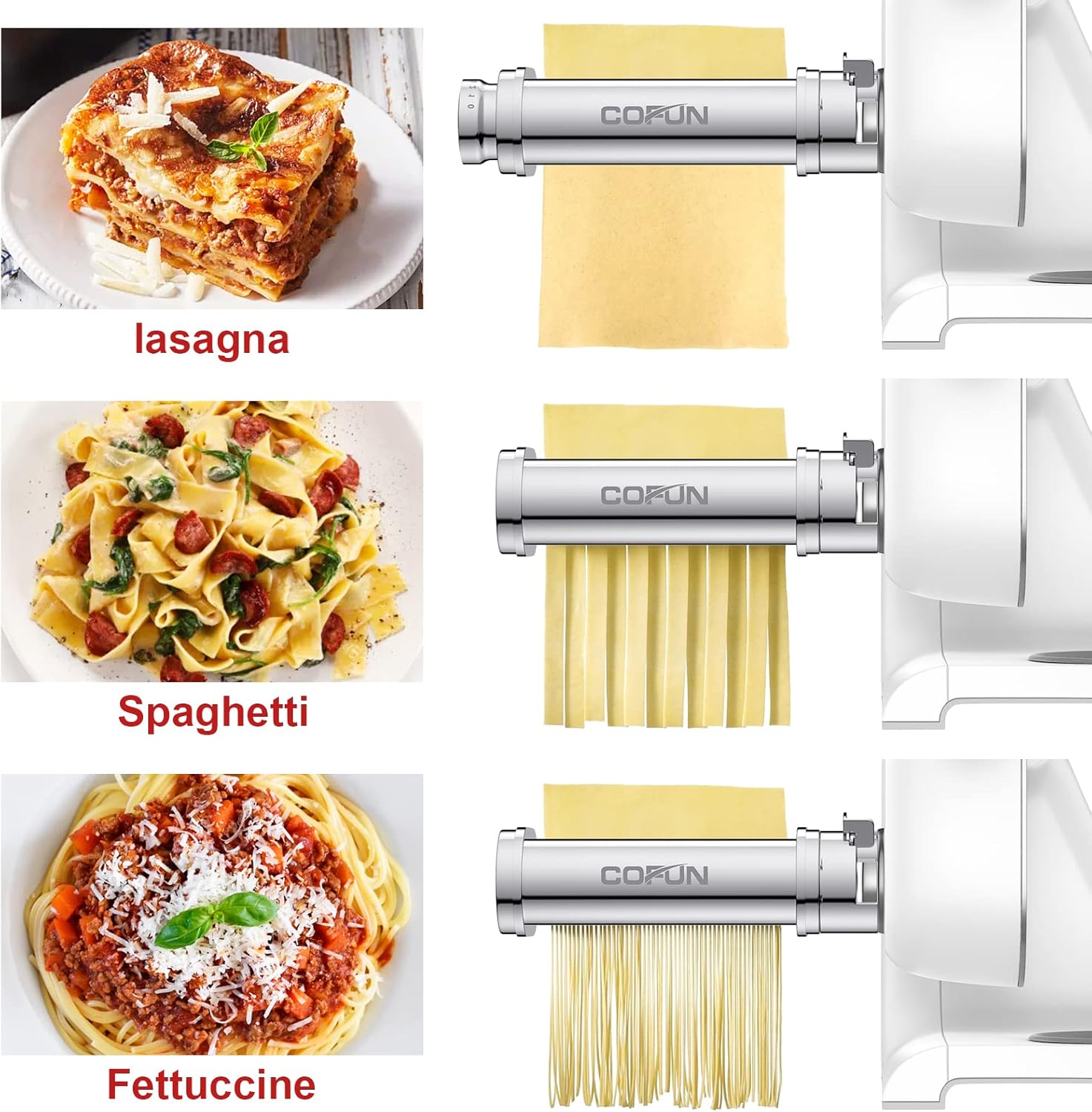 Akcesoria for pasta COFUN stainless steel Bosch MUM 2 5 roller cutter Power rating 1 W