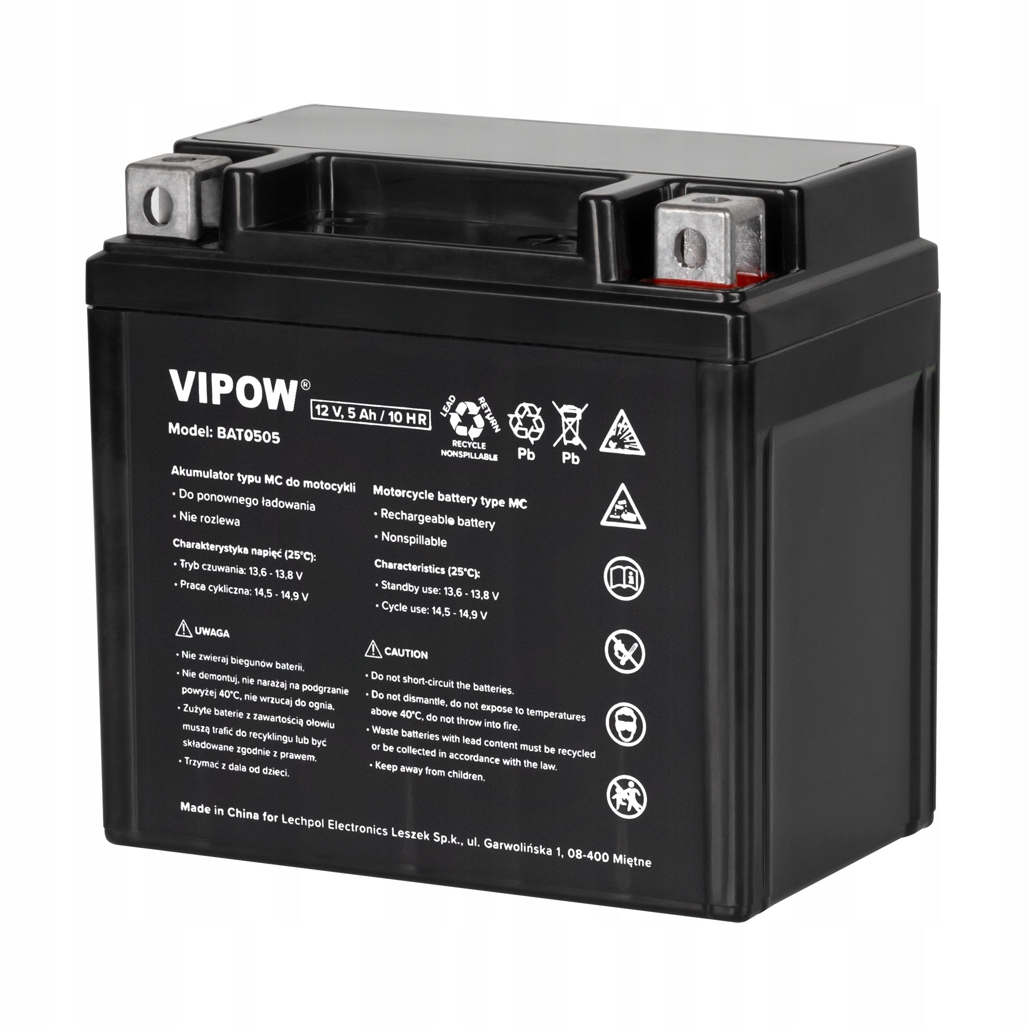 Batterietyp für MC-Motorräder 12V 4ah Vipow 