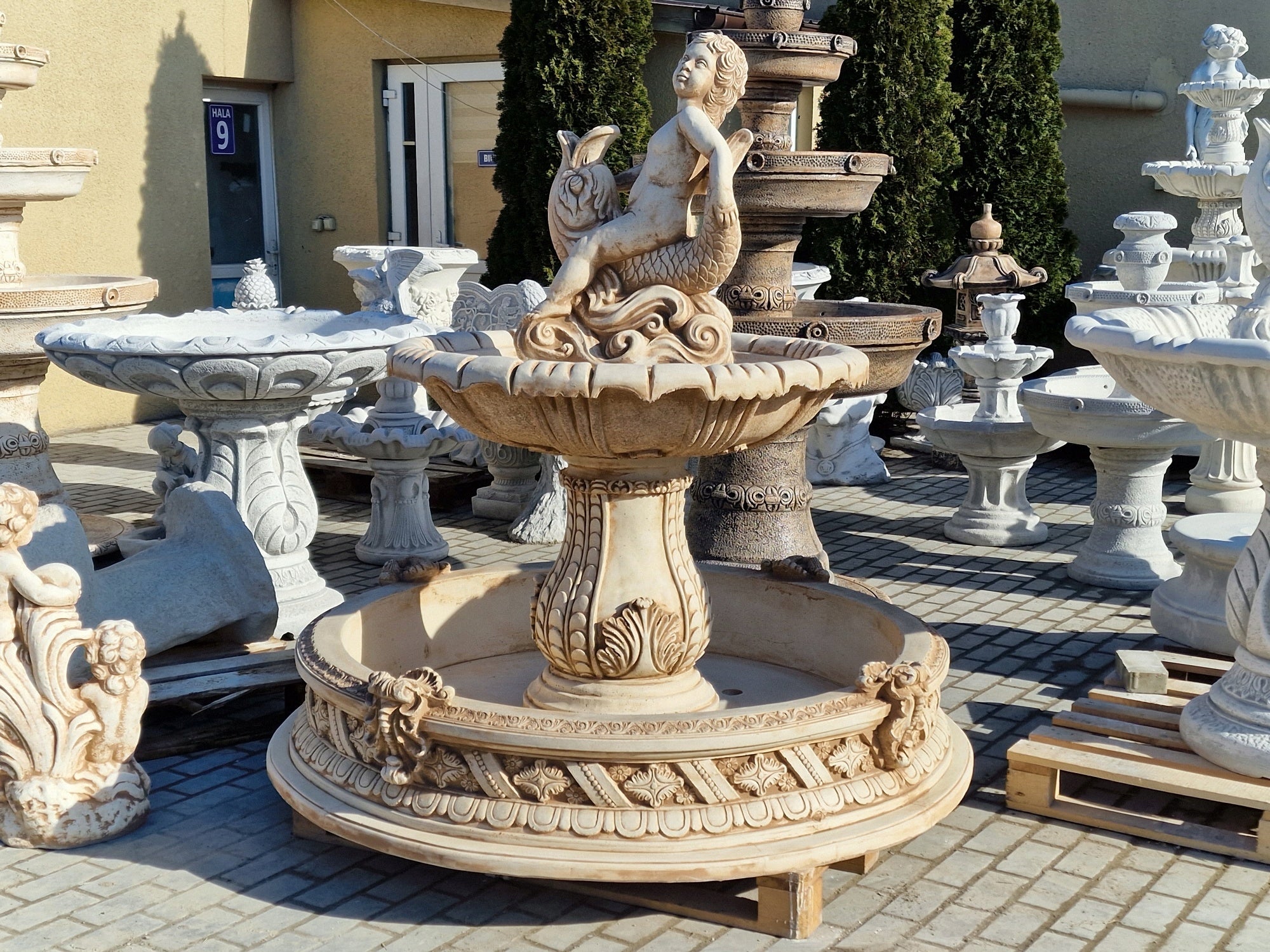 Alaska Fountain with Cupid Pool with BOTTOM 161cm, white cement figure Ag-Bet