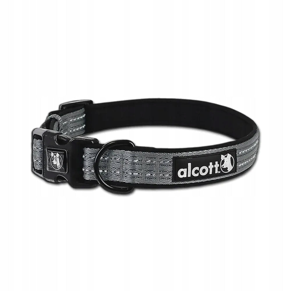 Alcott Adventure Collar Grey - Reflective Dog Collar, Grey M Brand Alcott