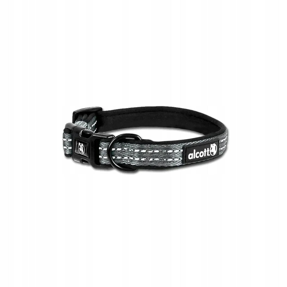 Alcott Adventure Collar Grey - Reflective Dog Collar, Grey S