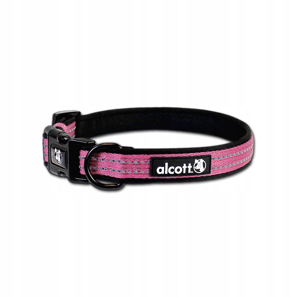 Alcott Adventure Collar Pink- Reflective Dog Collar, Pink M Packaging status original