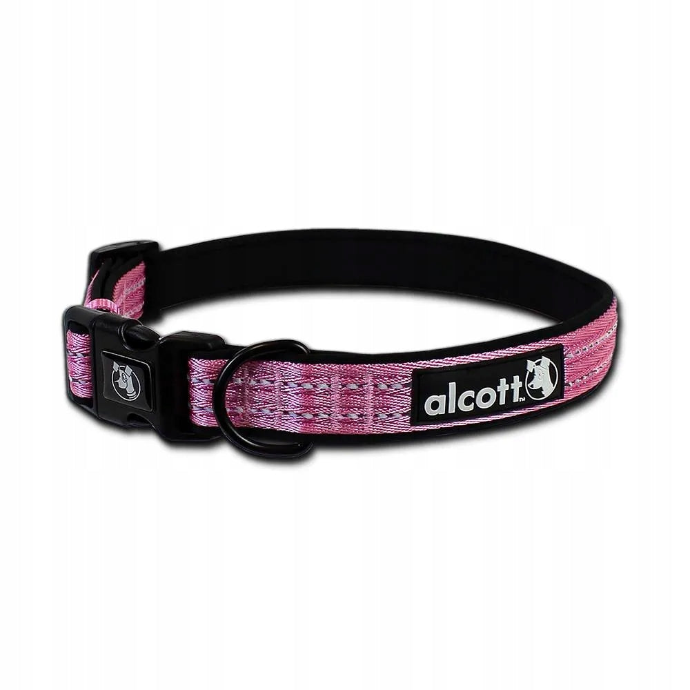 Alcott Adventure Collar Pink- Reflective Dog Collar, Pink S