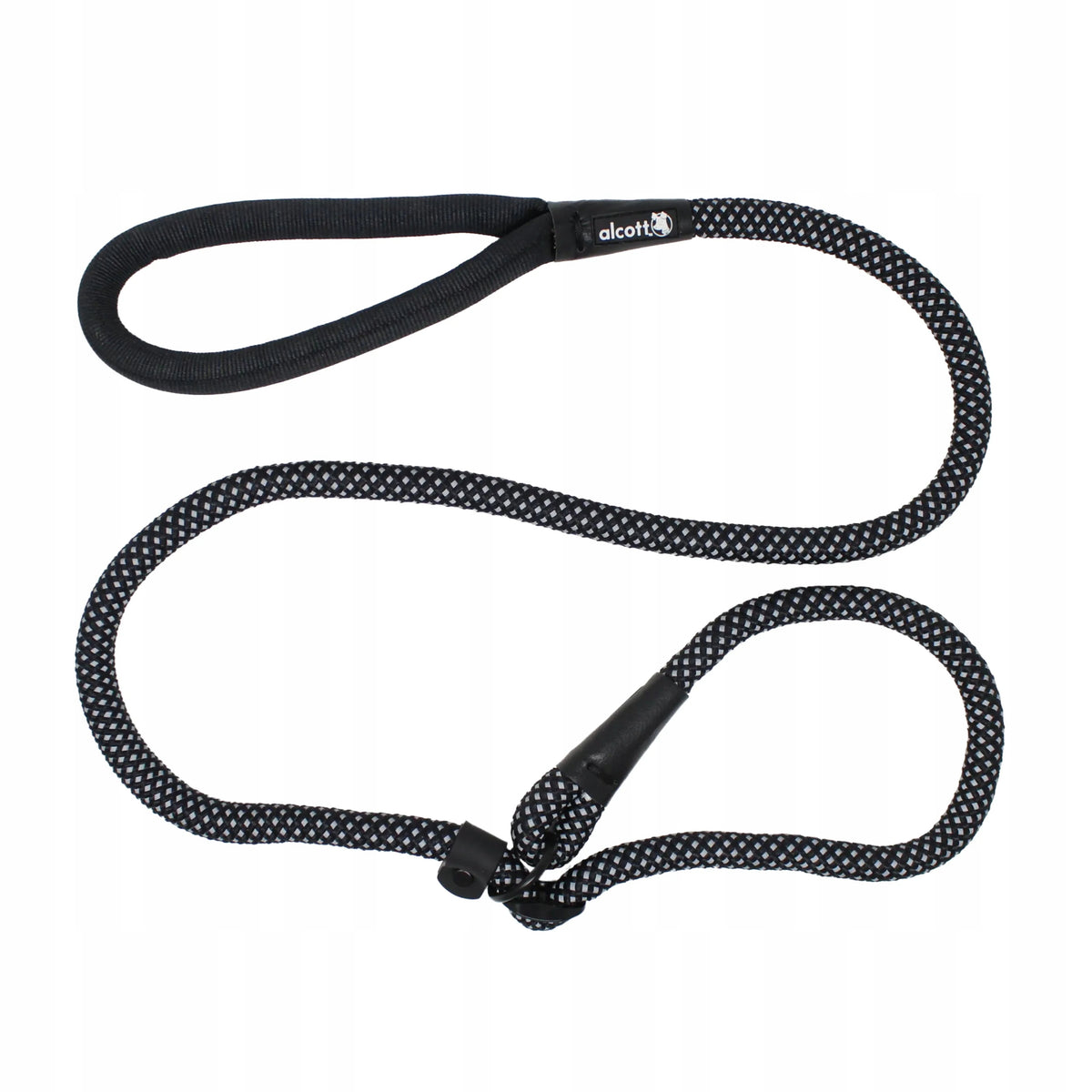 Alcott Slip Rope Leash 150cm Reflective Dog Rope Leash, Black S/M