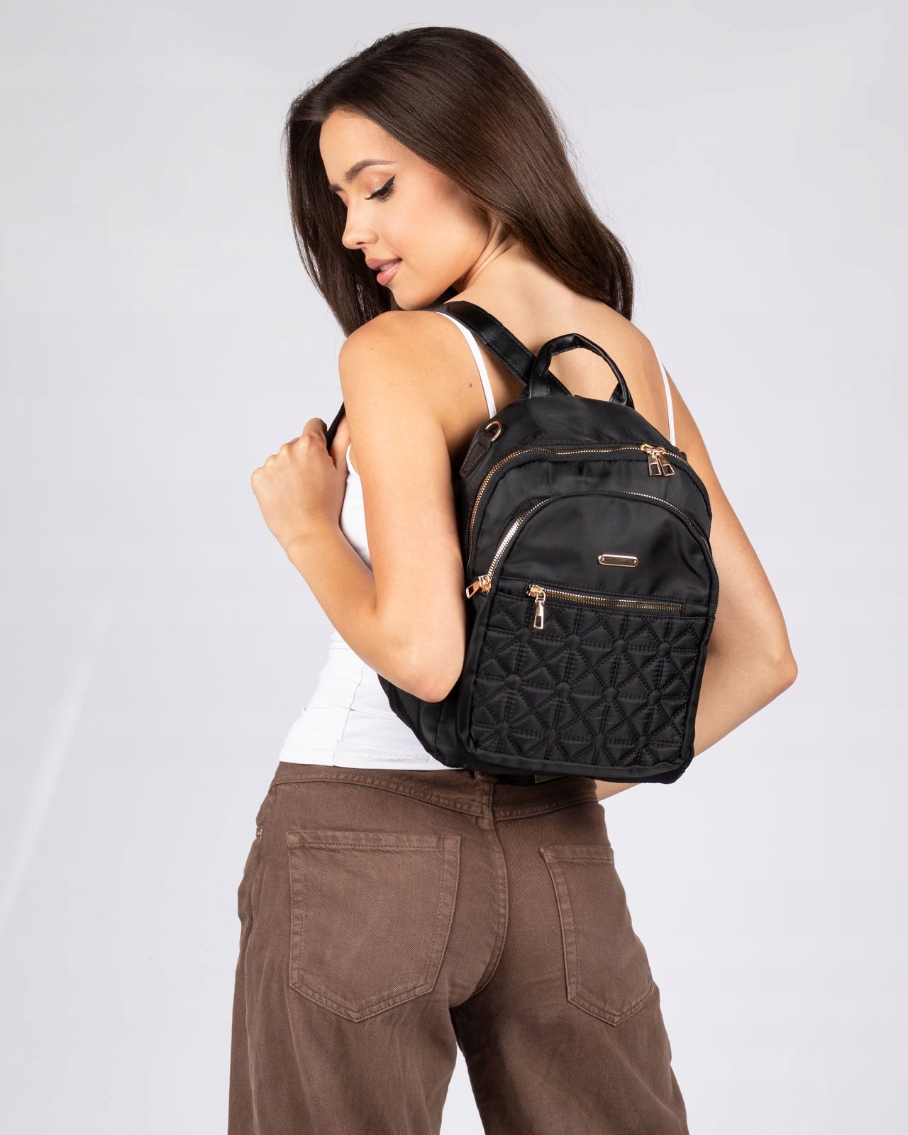 Alessio Women's BACKPACK ROOMY city school bag QUILTED HIGH QUALITY Kind city