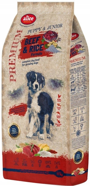 Alice PROFESSIONAL PUPPY BEEF with RICE dry food for puppies 17kg