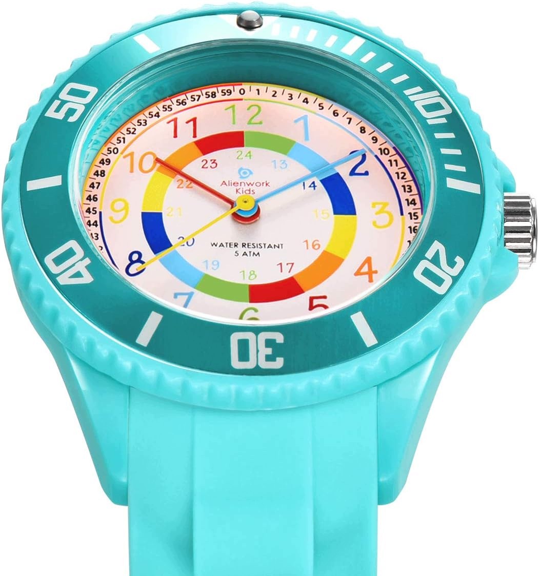 Alienwork Watch Learning Children Turquoise Waterproof 5 ATM Silicone Brand no brand