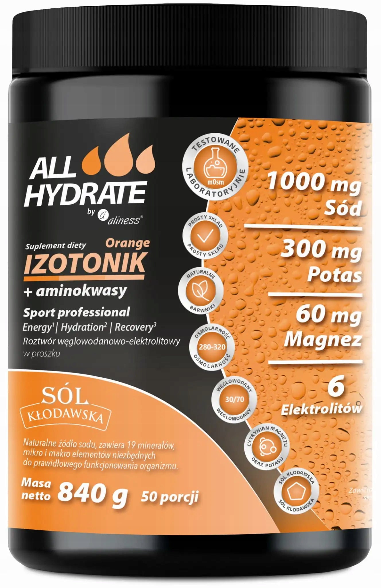 Aliness ALLHydrate Isotonic Orange Amino Acids 840 g Hydration Sport
