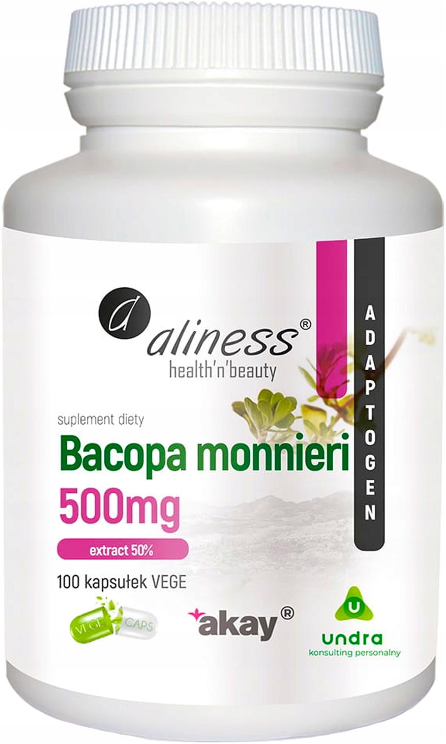 Aliness Bacopa monnieri 50% 500mg BRAHMI MEMORY STRESS NERVOUS SYSTEM 100caps Manufacturer code 5902020901099