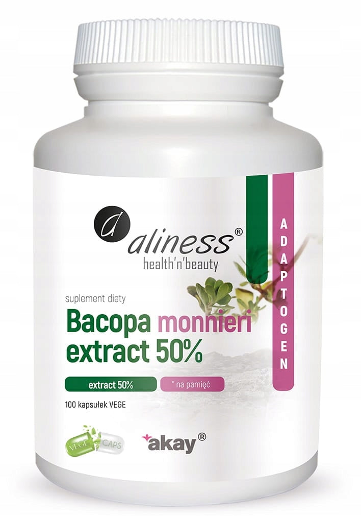 Aliness Bacopa monnieri 50% 500mg BRAHMI MEMORY STRESS NERVOUS SYSTEM 100caps