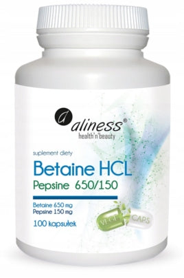 Aliness Betaine HCL with Pepsin DIGESTION STOMACH DIGESTIVE SYSTEM VEGE 100k EAN (GTIN) 5902596935900