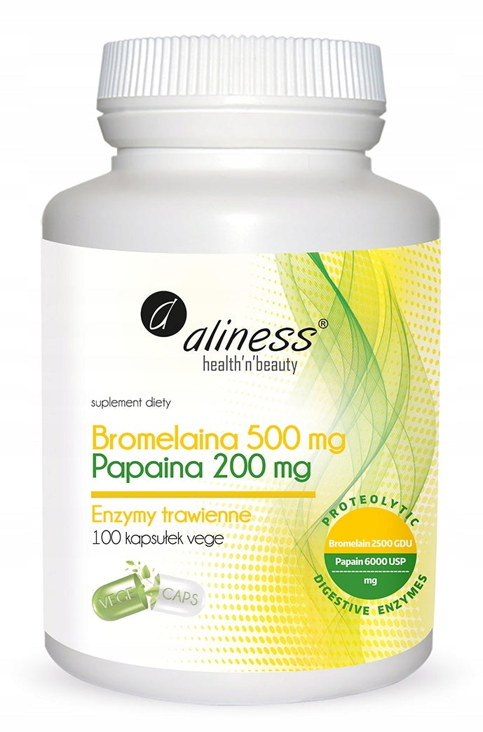 Aliness Bromelaina Papain 500/200mg DIGESTIVE ENZYMES VEGE 100caps