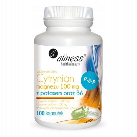 Aliness CITRATE MAGNESIUM POTASSIUM B6 Contractions Blood Pressure Muscle 100 KAPS