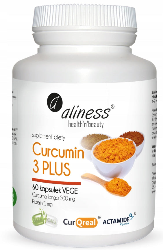 Aliness Curcumin 3 PLUS Turmeric 500mg Piperine 1mg MEMORY NERVOUS SYSTEM 60k