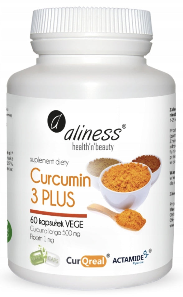 Aliness Curcumin C3 PLUS with piperine Turmeric 60 kaps 500mg/1mg HEART