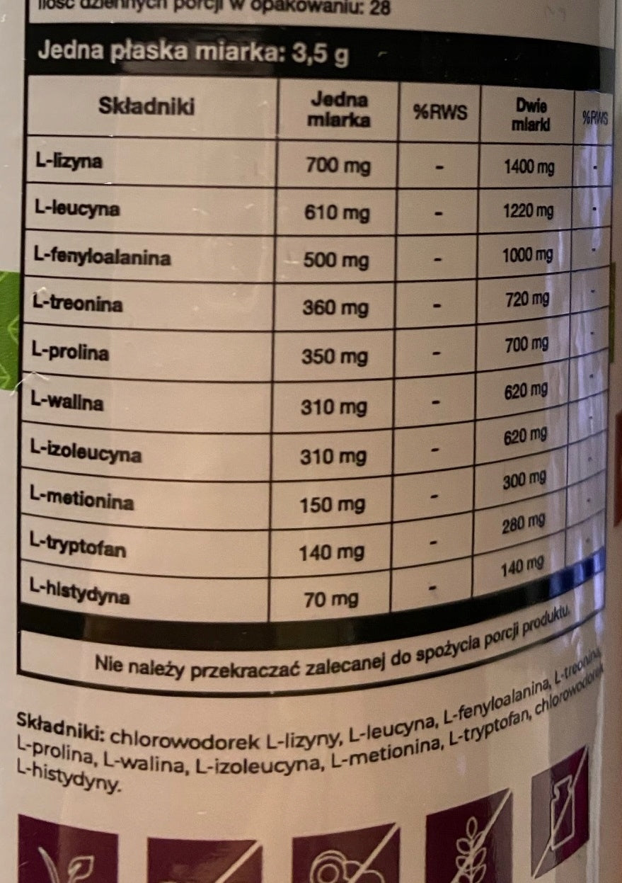 Aliness EL-amino Natural AMINO ACIDS 200g VEGAN Medical device no