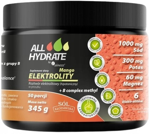 Aliness Elektrolity Mango + B complex methyl 345g, 50 servings niacin potassium