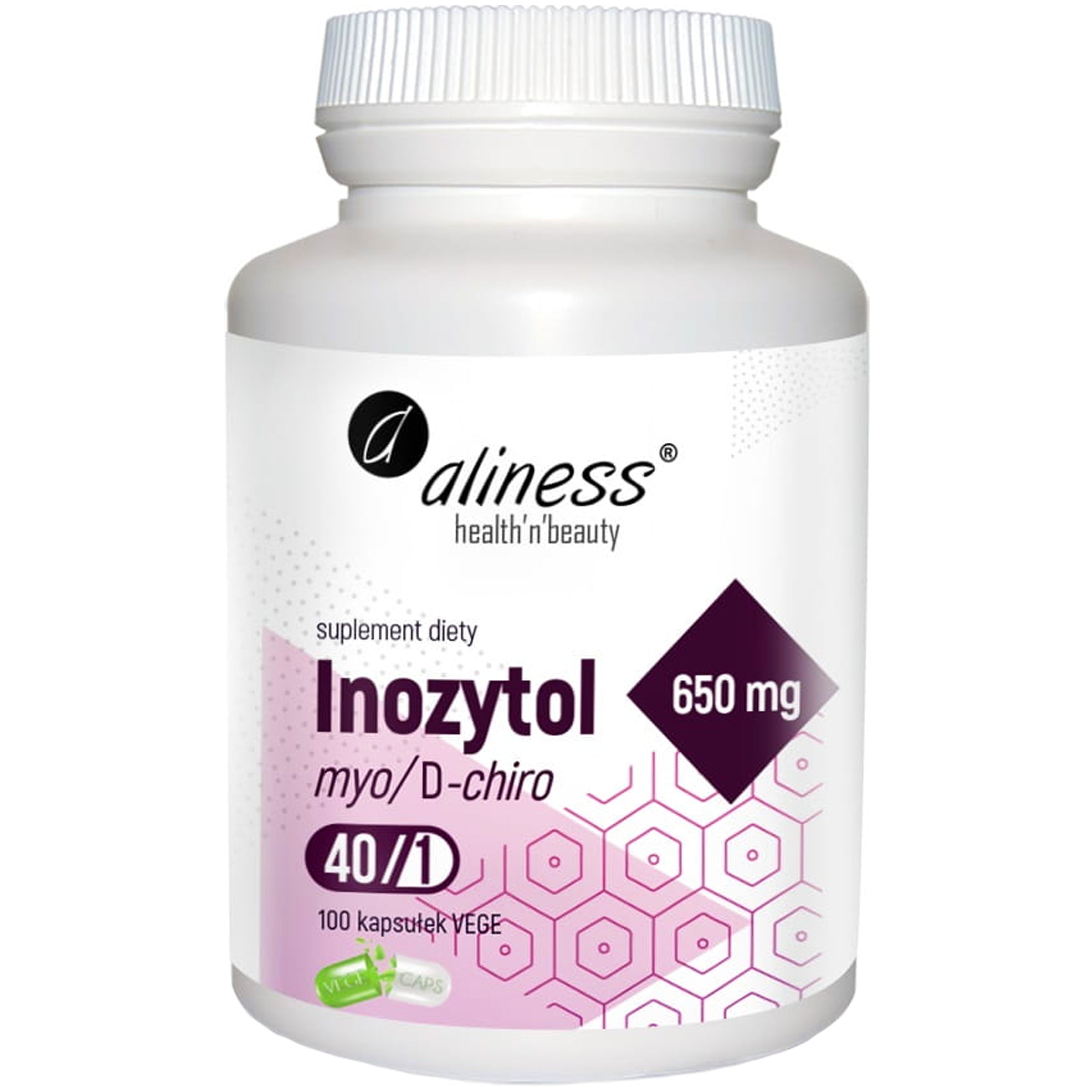 Aliness INOSITOL 650 mg MIO D-Chiro 100 kaps PCOS Mood FERTILITY Stress