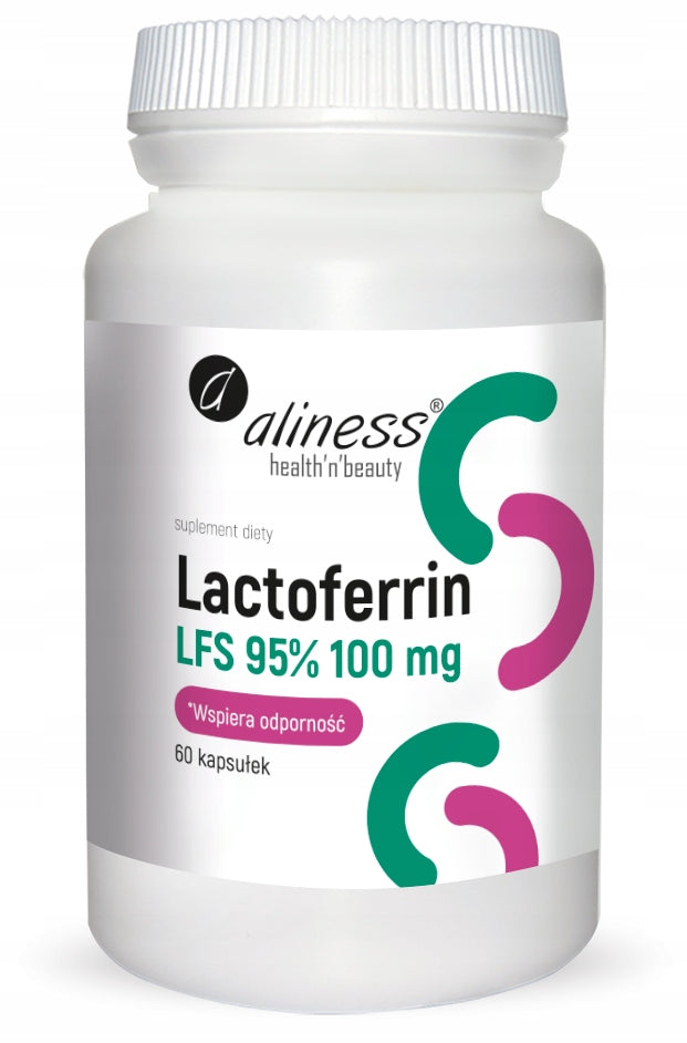 Aliness Lactoferrin LACTOFERRIN 100mg LFS 95% STRENGTHENS IMMUNITY Vitamin C 60k