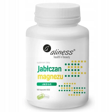 Aliness MAGNESIUM MALATE with Vitamin B6 (P-5-P) 100 caps BONE Muscle Heart EAN (GTIN) 5902020901495