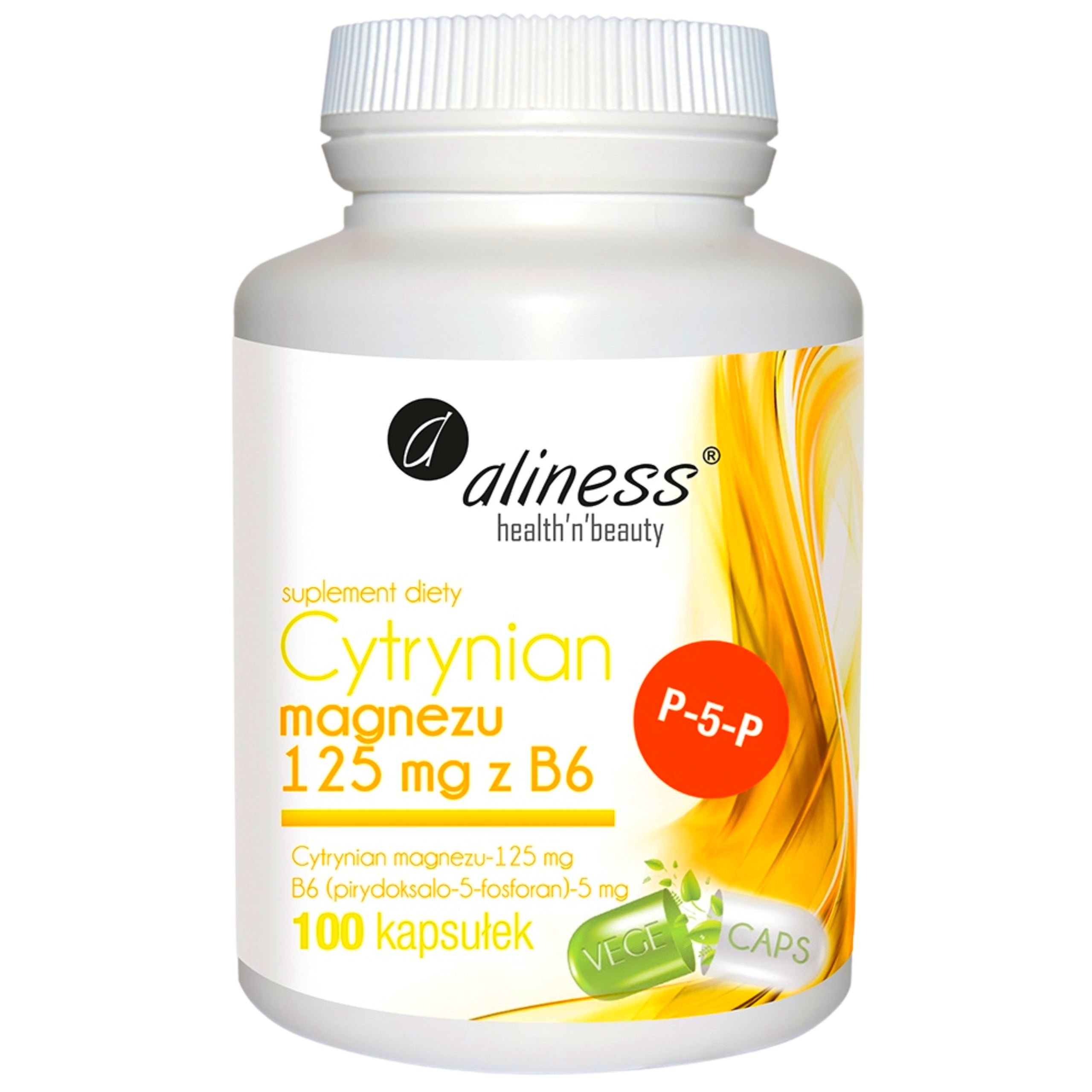 Aliness Magnesium Citrate 125 mg with Vitamin B6 ENERGY CONTRACTIONS 100 capsules Expiration date not specified