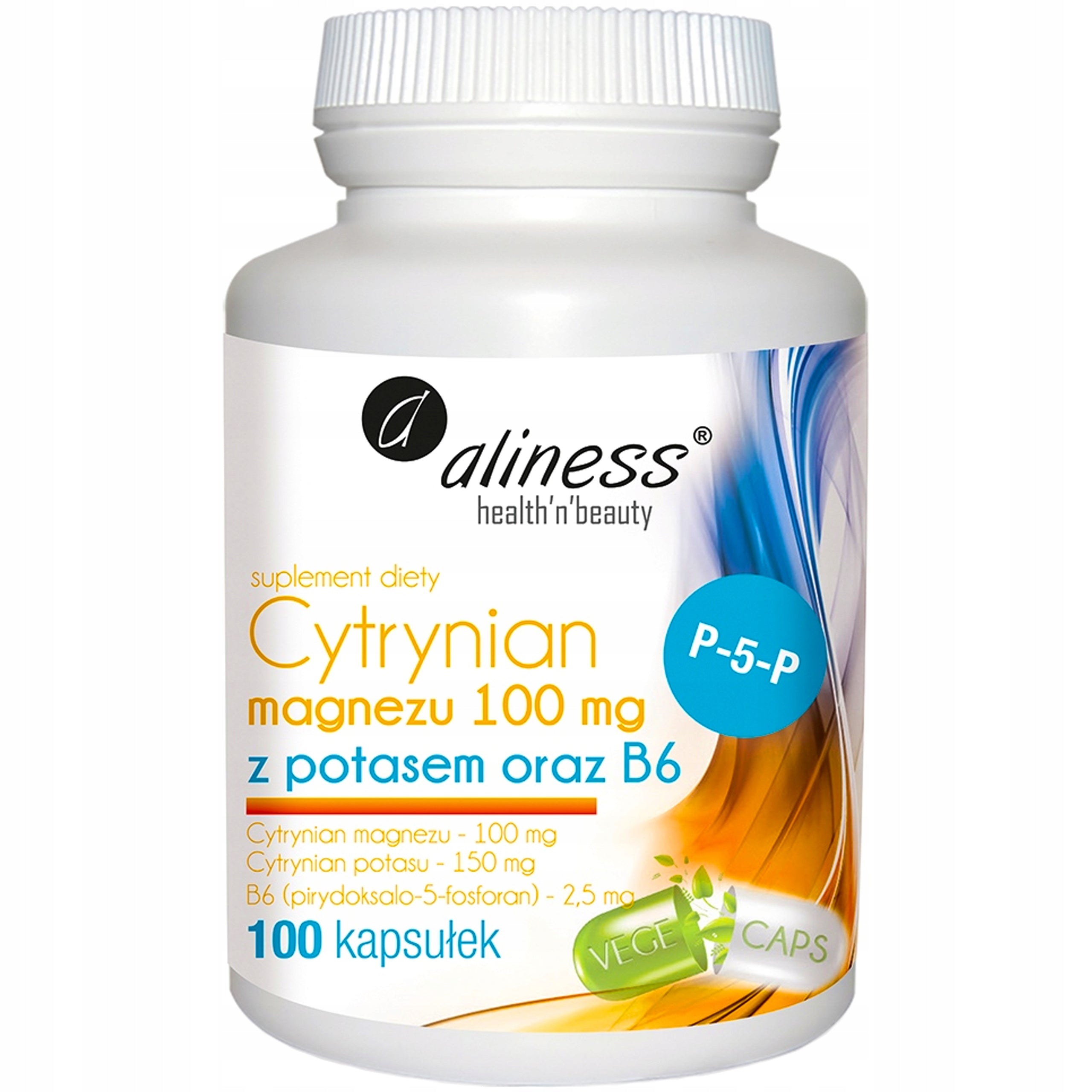 Aliness Magnesium Citrate 150mg Potassium Vitamin B6 MEMORY HEART MUSCLES 100 kaps Expiration date not specified