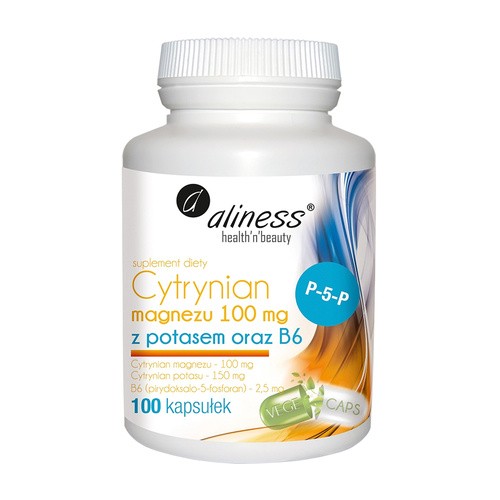 Aliness Magnesium citrate 100 mg with potassium and B6, capsules, 100 pcs.