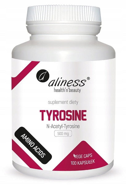 Aliness N-Acetyl-Tyrosine 500mg L-TYROSINE THYROID MEMORY VEGE 100caps Brand Aliness