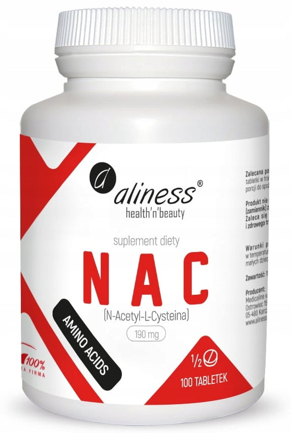 Aliness NAC N-Acetyl-L-Cysteine 190 mg N-Acetyl-L-Cysteine 100 tablet vege