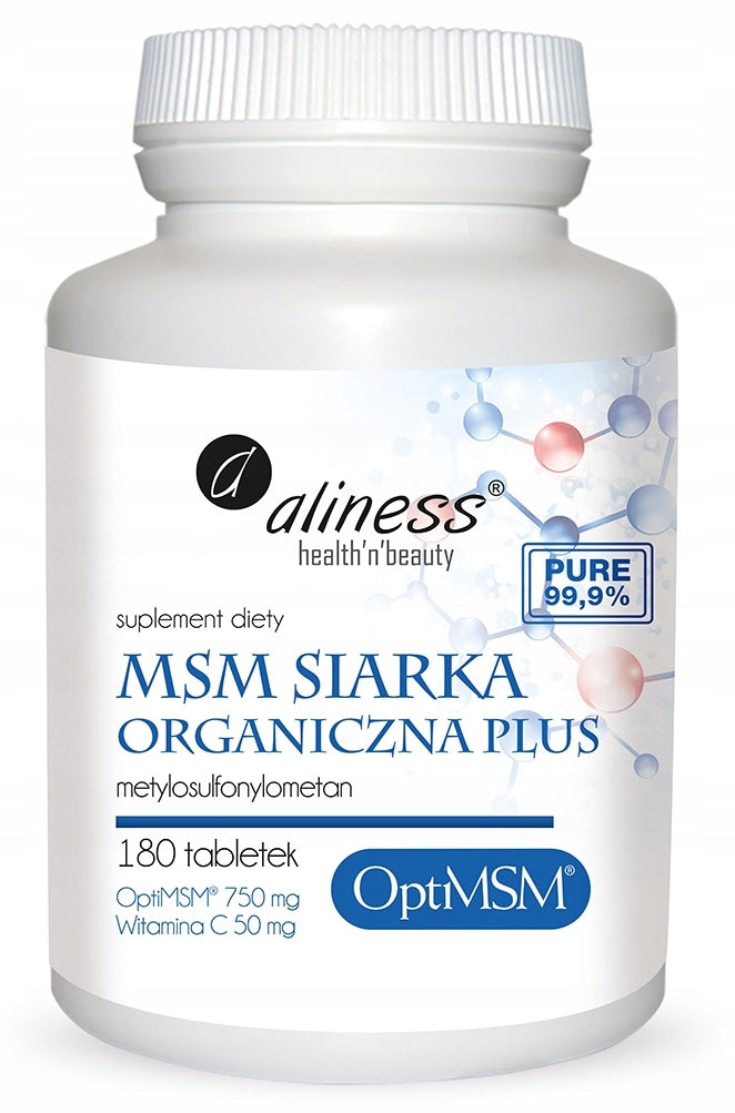 Aliness Opti MSM PUREST ORGANIC SULFUR VITAMIN C JOINTS CARTILAGE 180tab EAN (GTIN) 5902596935917