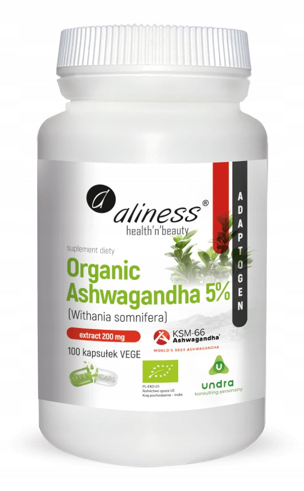 Aliness Organic Ashwagadha 5% 100 vegan capsules