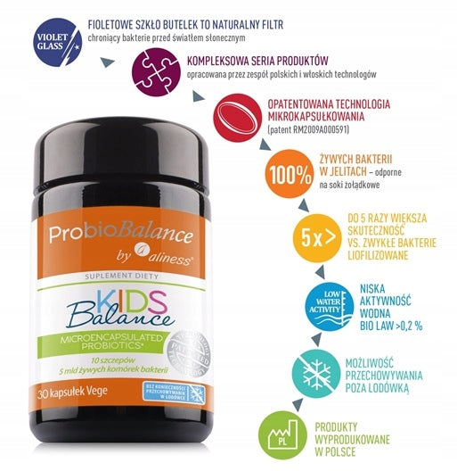 Aliness ProbioBALANCE KIDS Balance 5 billion PROBIOTICS for CHILDREN 30 vegekaps EAN (GTIN) 5903242580338