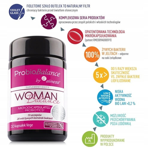 Aliness ProbioBALANCE Woman Balance 20 billion PROBIOTICS 30 vege kaps Brand Aliness
