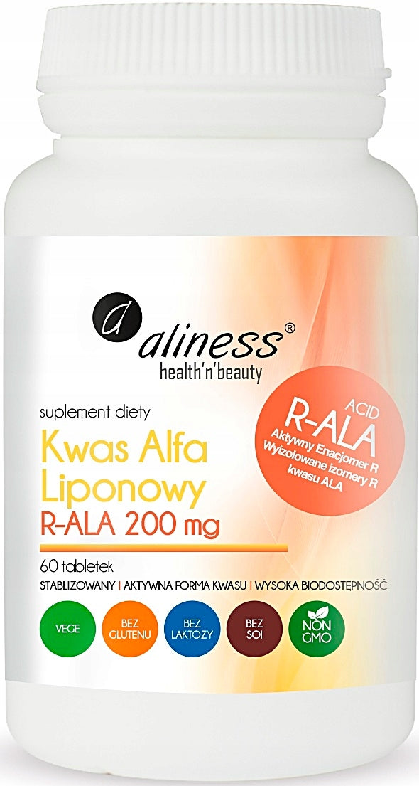 Aliness R-ALA R-alpha lipoic acid bioavailable 200mg diabetes antioxidant