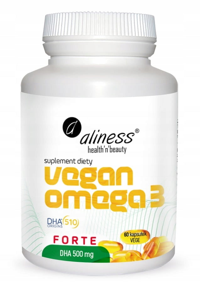Aliness Vegan Omega 3 FORTE DHA 500 mg WITH ALGAE VISION NERVOUS SYSTEM 60caps