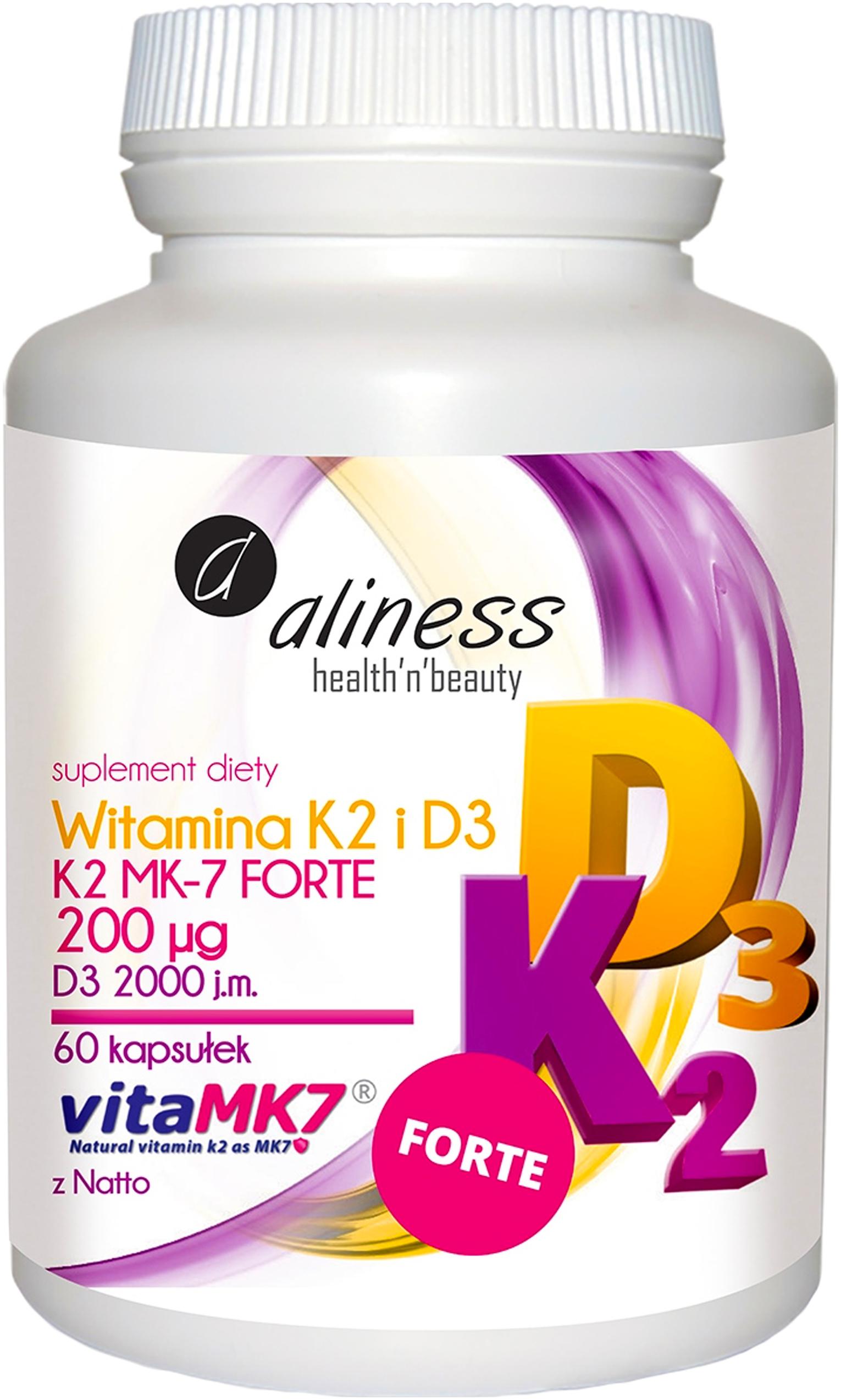 Aliness Vitamin (K2 + D3) K2MK7 Forte 200µg with Natto and D3 2000 | 31.05.2029