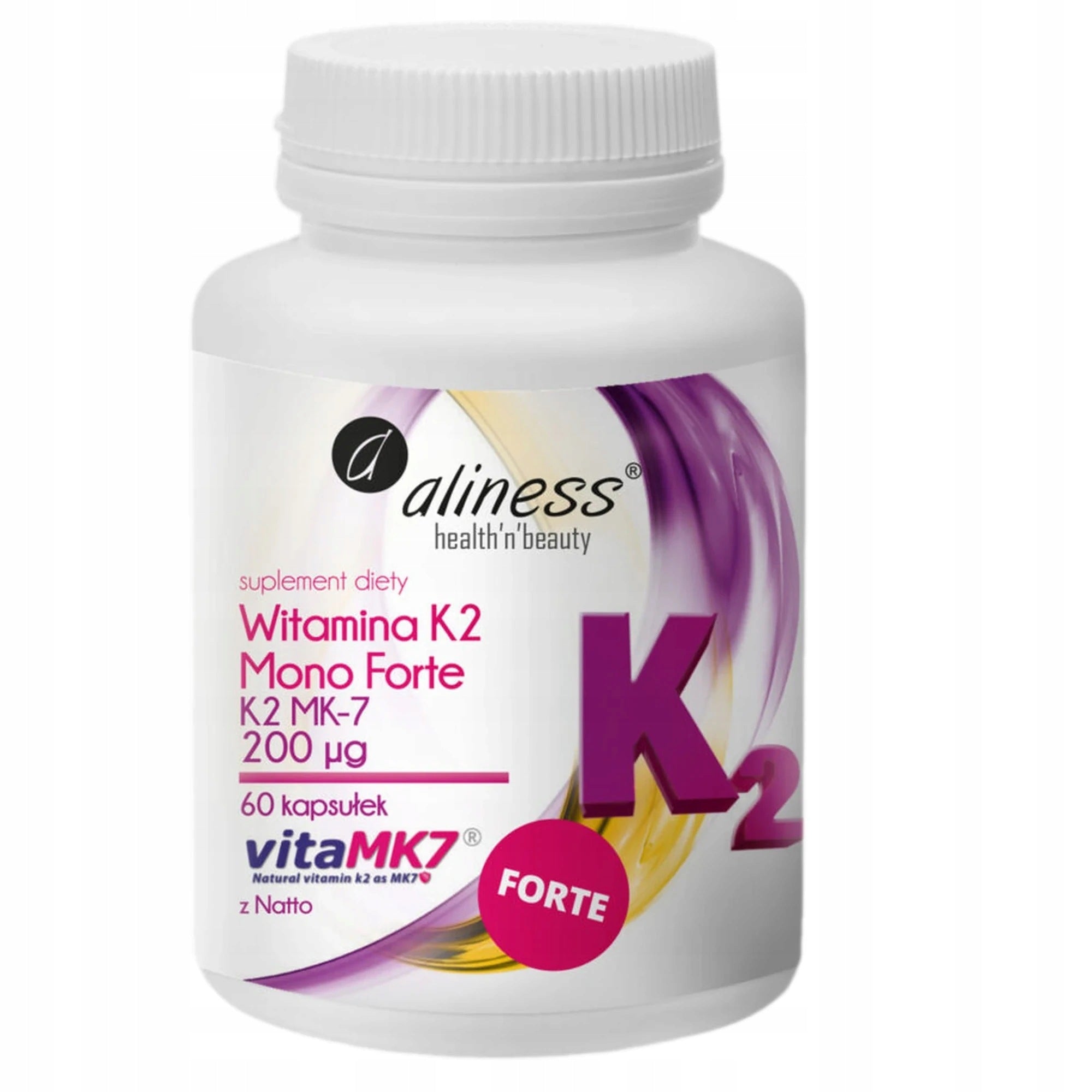 Aliness Vitamin K2 MK-7 200 mcg 60 capsules dietary supplement for bones