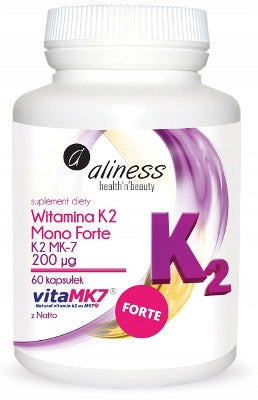 Aliness Vitamin K2 with natto MK-7 200µg BONE BLOOD VESSELS 60caps Brand Aliness