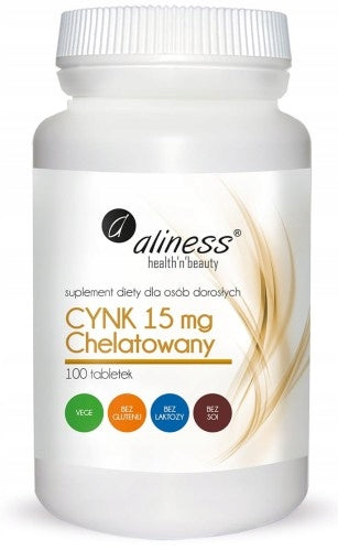 Aliness Zinc Chelated Zinc Diglycinate 15 mg SKIN YOUTH 100 tablets