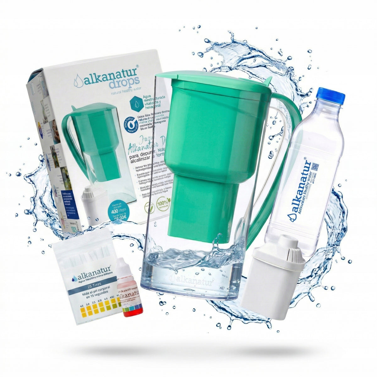 Alkanatur Drops Alkaline Filter Jug 1,4L Green pH 9,5