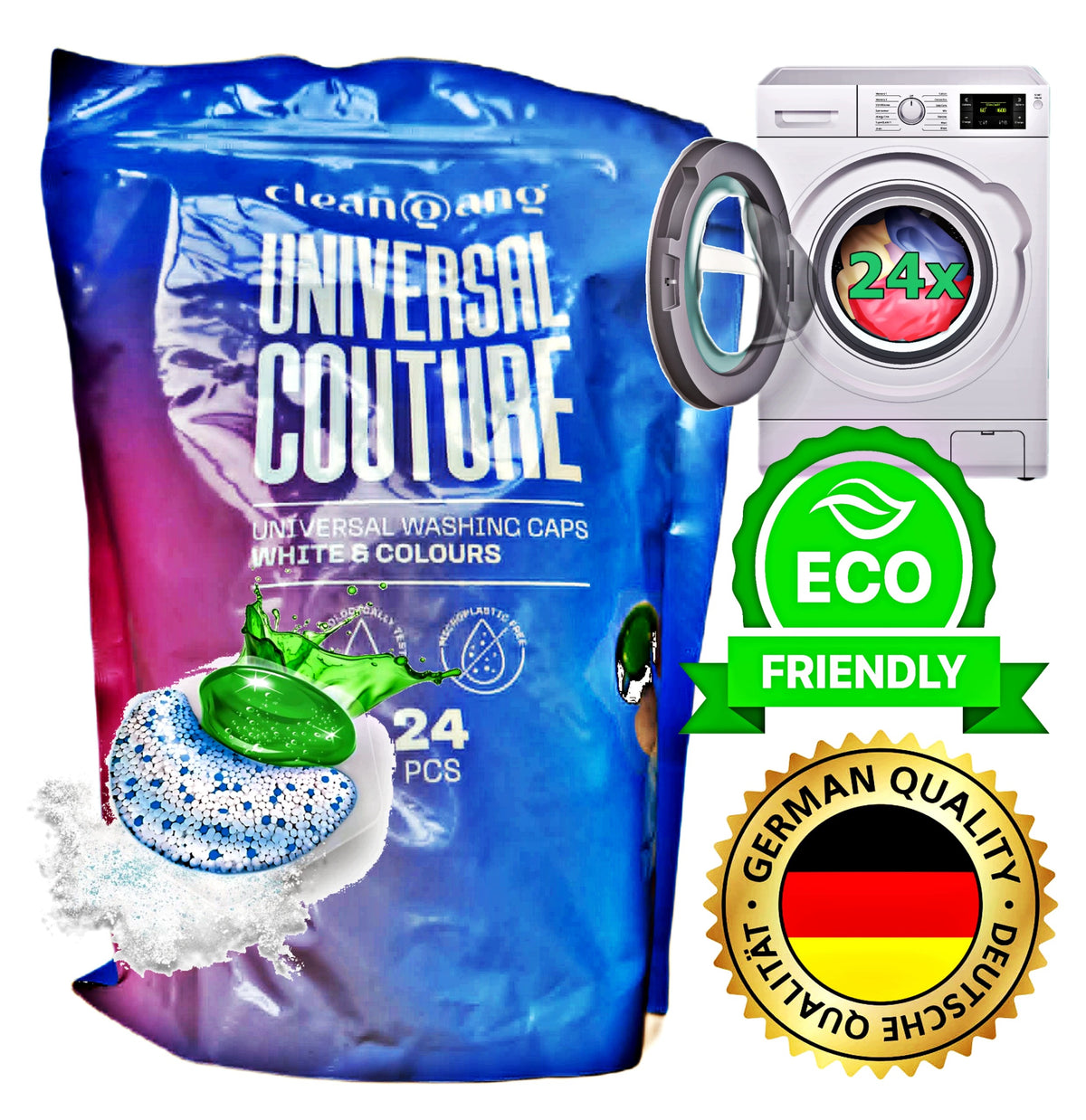 All In One Washing Capsules 24 Pcs Fresh Gel Powder 30-60°C