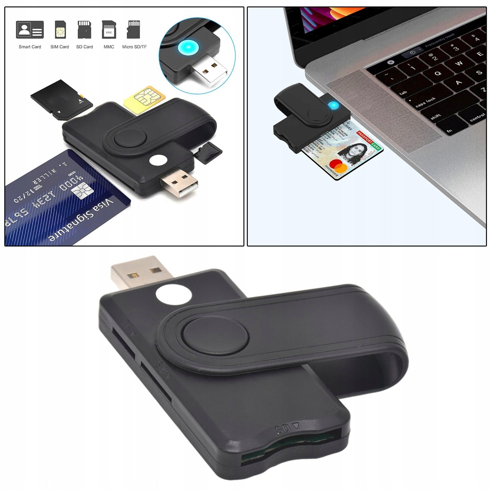 All in 1 Smart Compact Card Reader for Windows/Linux SD/SIM Laptop Work