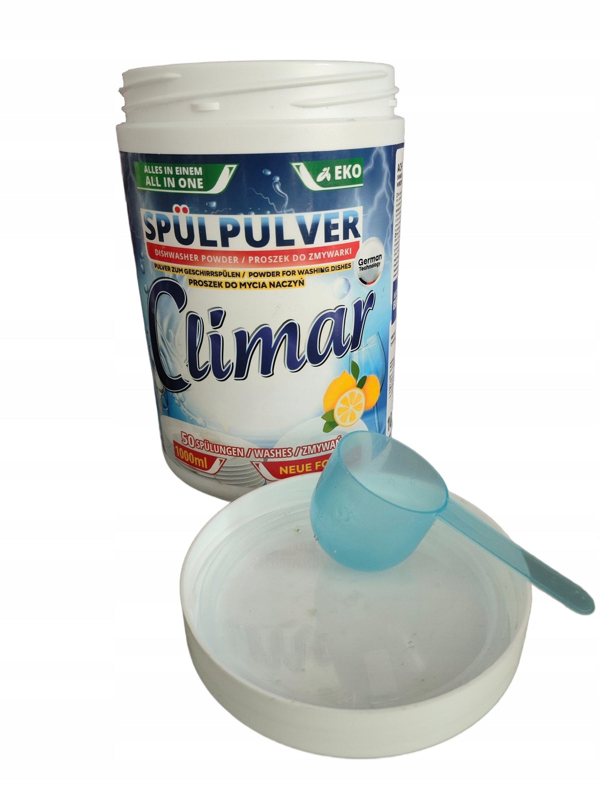All in One Dishwasher Powder CLIMAR 1 kg - Lemon Packaging status original