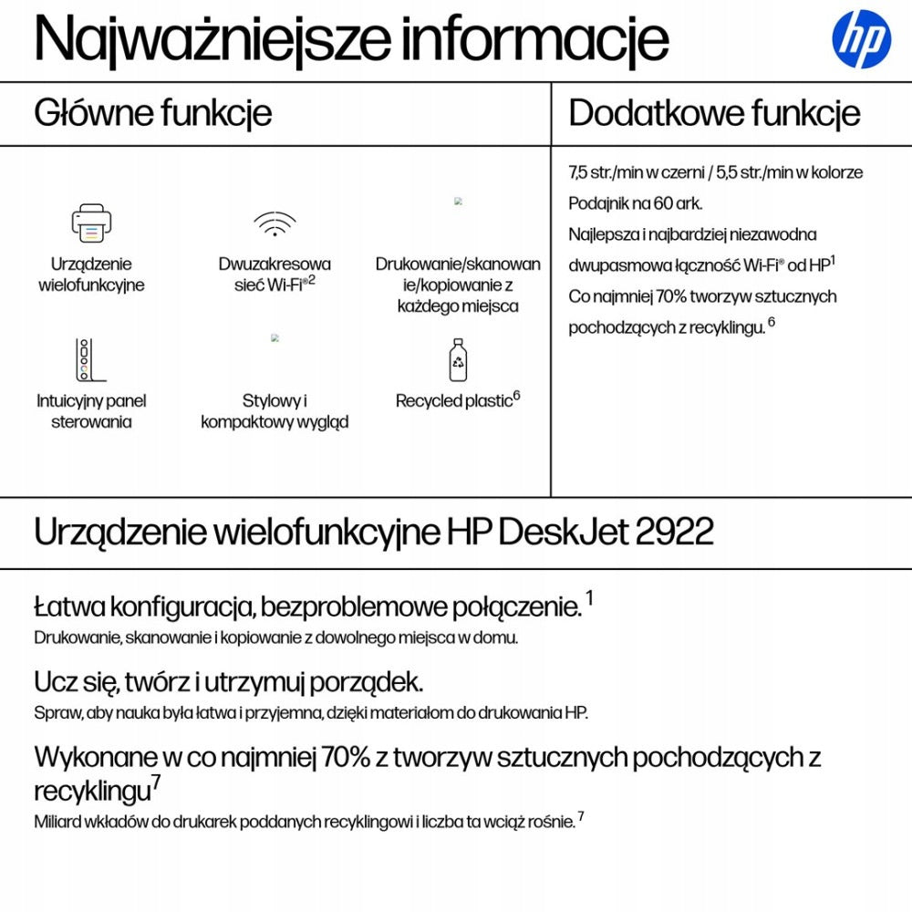 All-in-One Printer HP DeskJet 2922 Brand HP