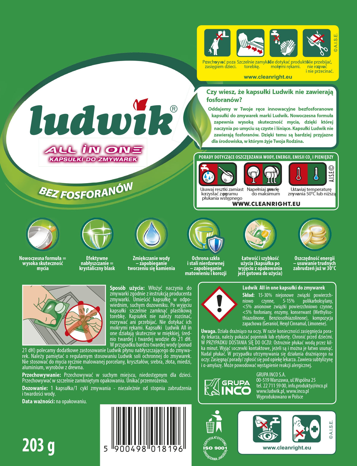 All in one dishwasher capsules (all in one) Ludwik 10 pcs. Brand Ludwik