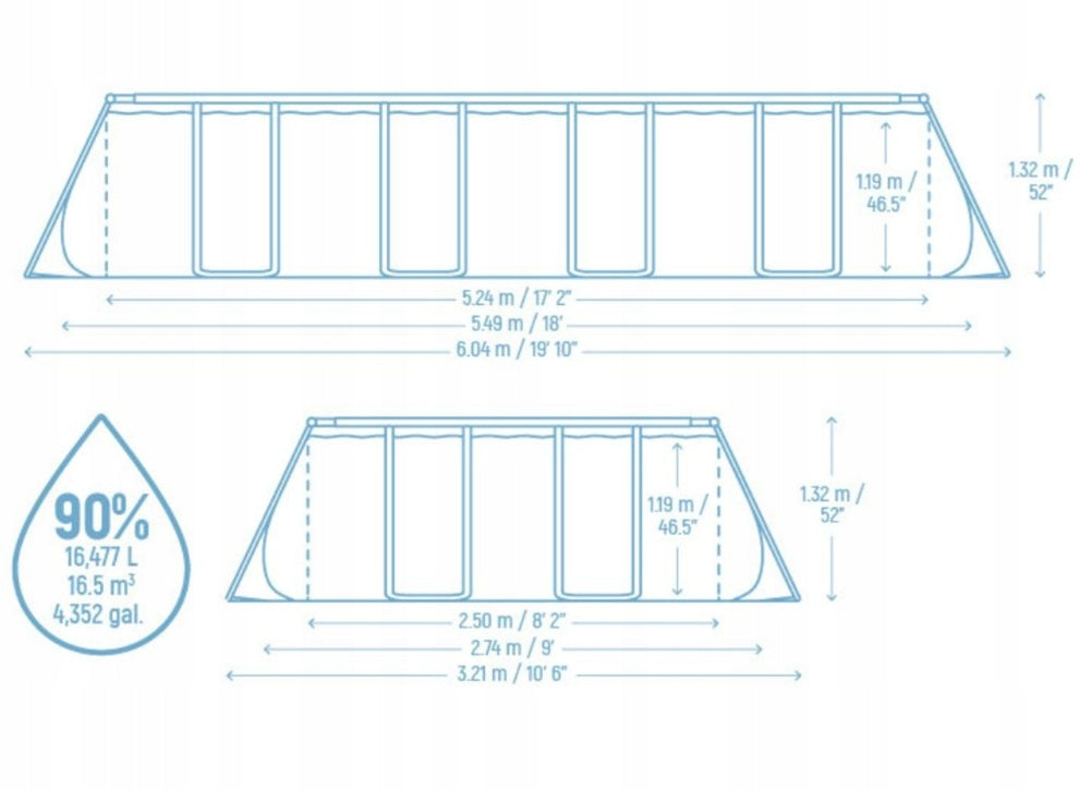 All-season frame pool 549x274x132cm Bestway 561KA frame and basin Height 132 cm