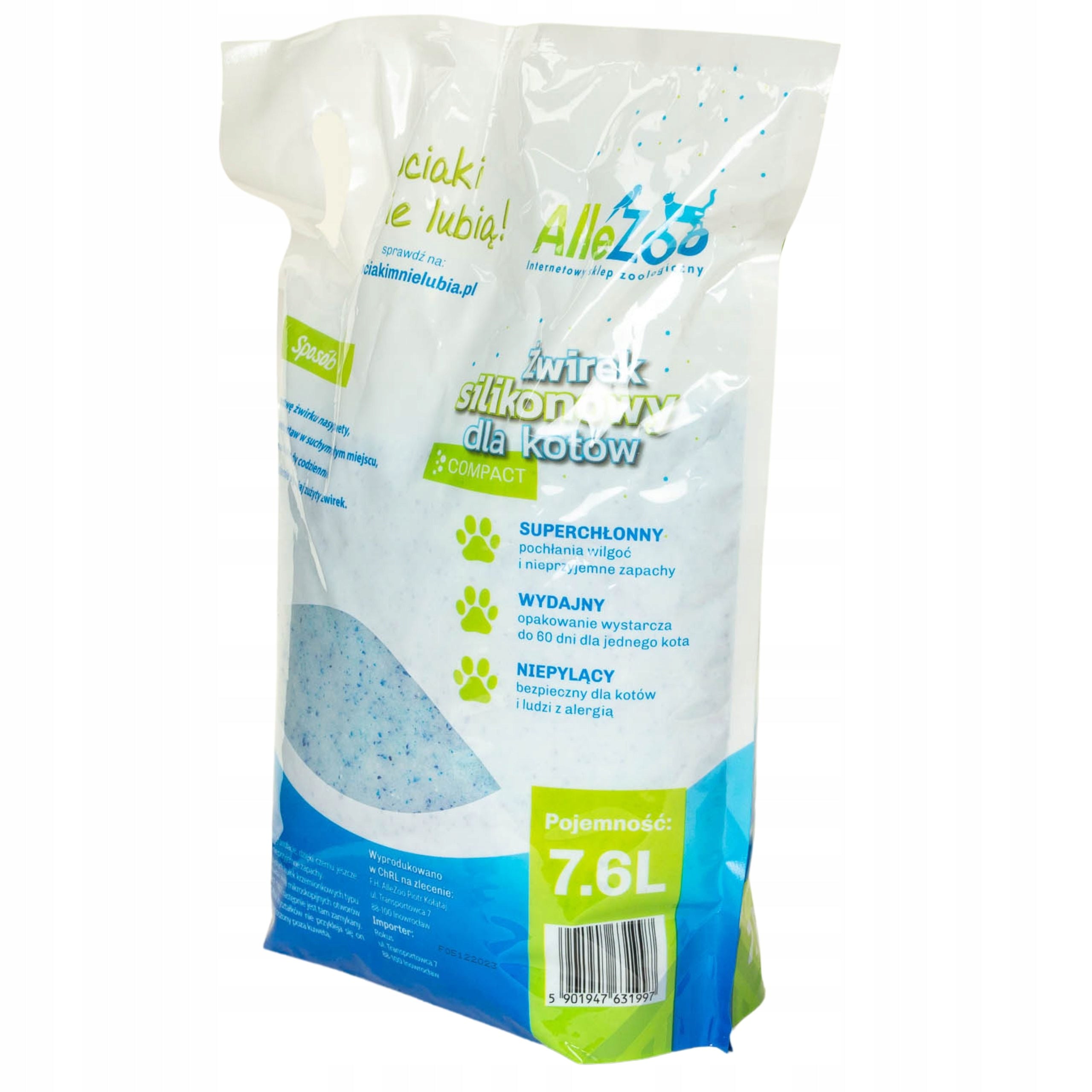 AlleZoo Silicone Cat Litter Compact Fine Natural 7,6l Brand AlleZoo