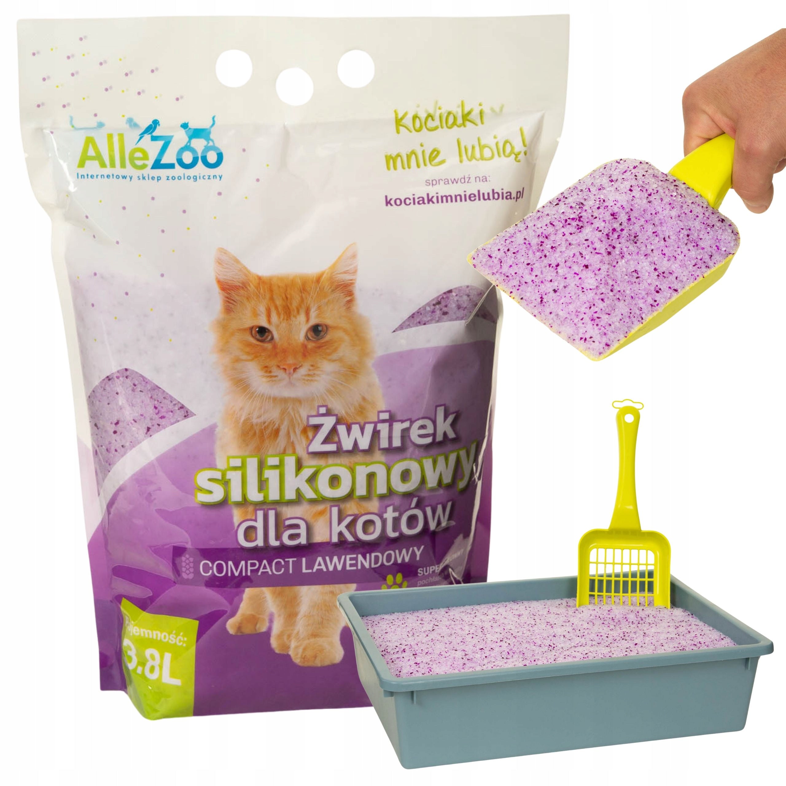 AlleZoo Silicone Cat Litter Fine Dust-Free Compact Lavender 3,8l