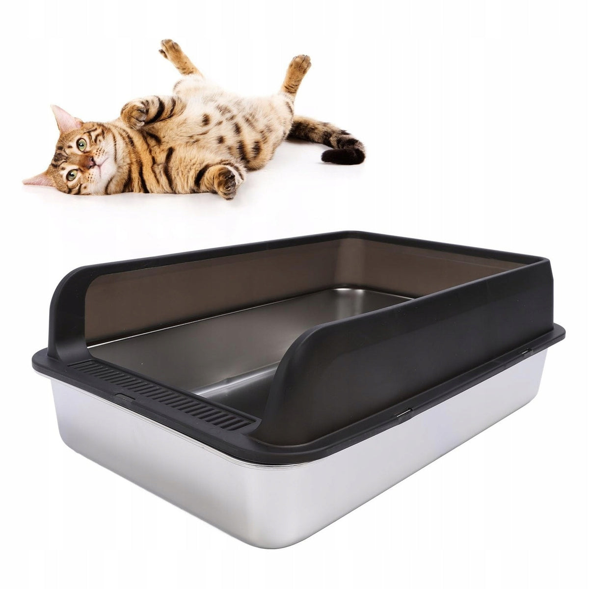 Allecto - Cat Toilet - Stainless Steel - Anti-Sleeping