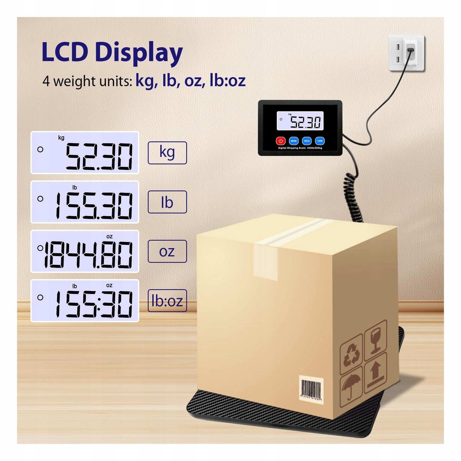 Allecto - Digital scale 200 kg - LCD - For professional use Manufacturer code B0DYJ8WCC1